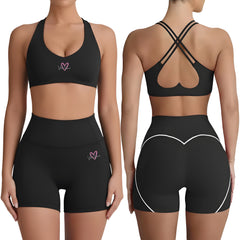 Vixen Heartbreaker Shorts Set- Black